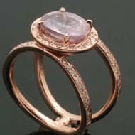 R551 Habera rose gold pink sapphire double ring