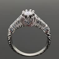 R1033 LeVeque Lace Art Deco inspired ring with diamond top view