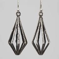 E634 Pointed Cage Earrings Oxidized