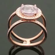 R551 Habera rose gold pink sapphire double ring top view