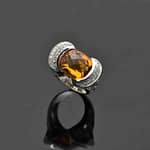 R483 Procyon white gold ring featuring a large oval-cut citrine