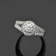 R922 Nazar white gold ring with a center diamond side view