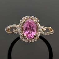 R576 Kashmir yellow gold pink sapphire diamond ring