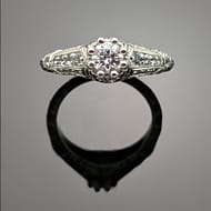 R1033 LeVeque Lace Art Deco inspired ring with diamond
